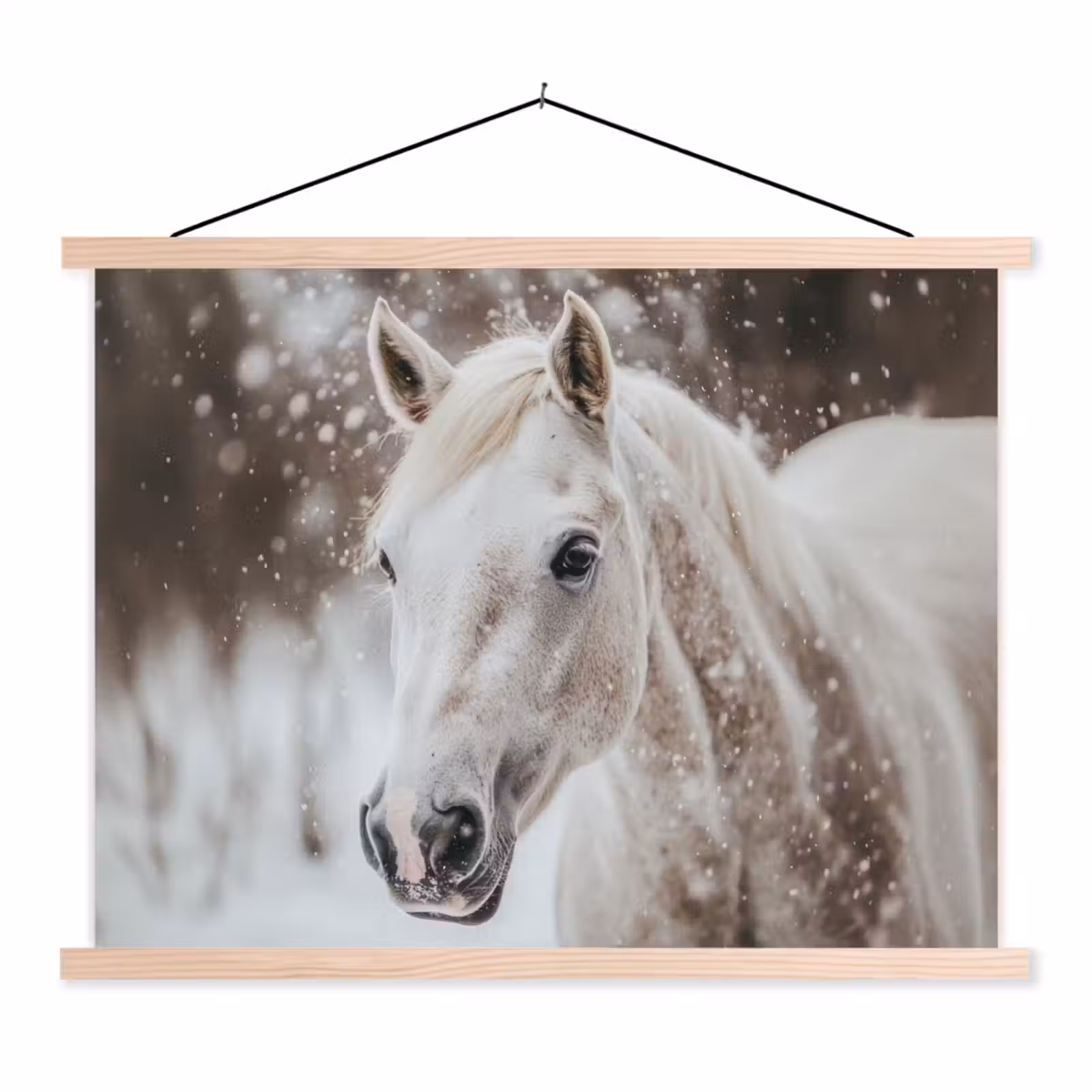Schoolplaat - Paard - Wit - Winter - Natuur - Sneeuw - Dieren — 1