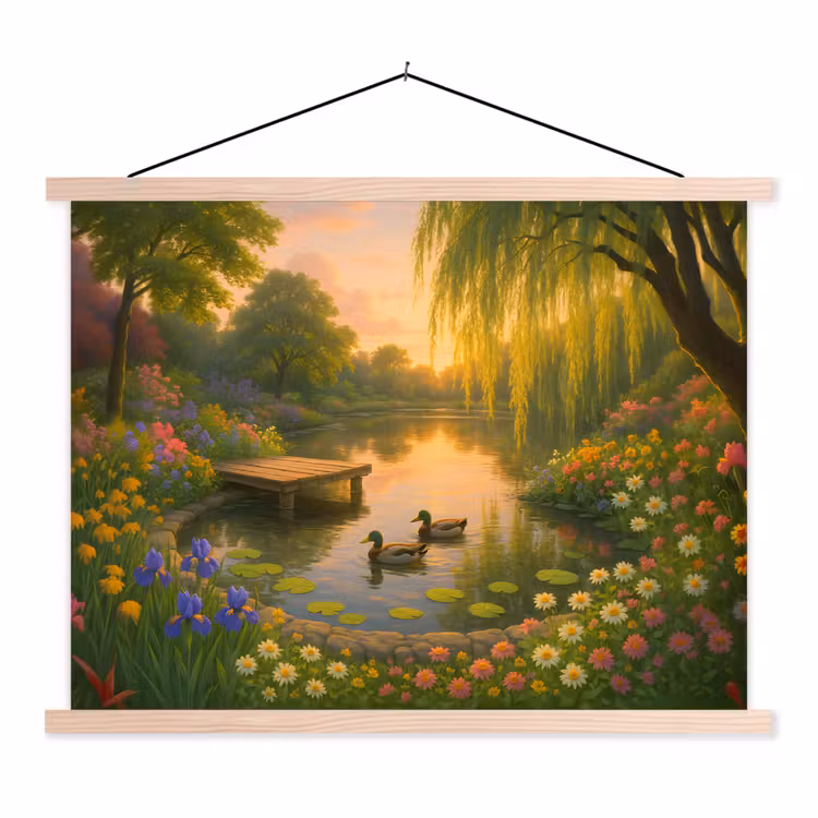 Schoolplaat - Eenden - Vijver - Bloemen — 1