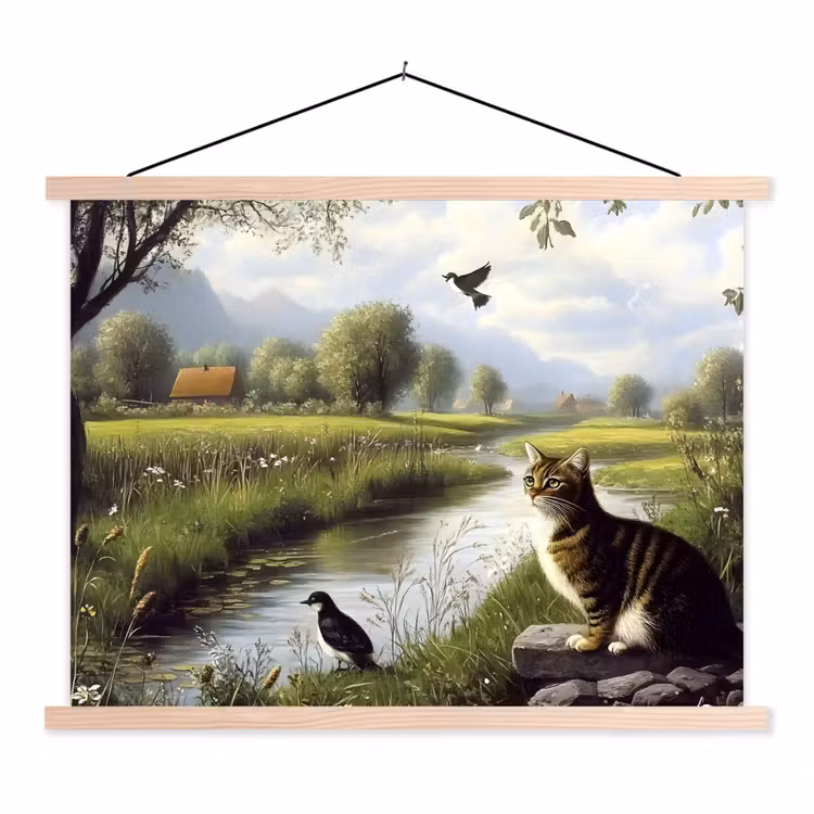 Schoolplaat - Kat - Beekje - Weide — 1