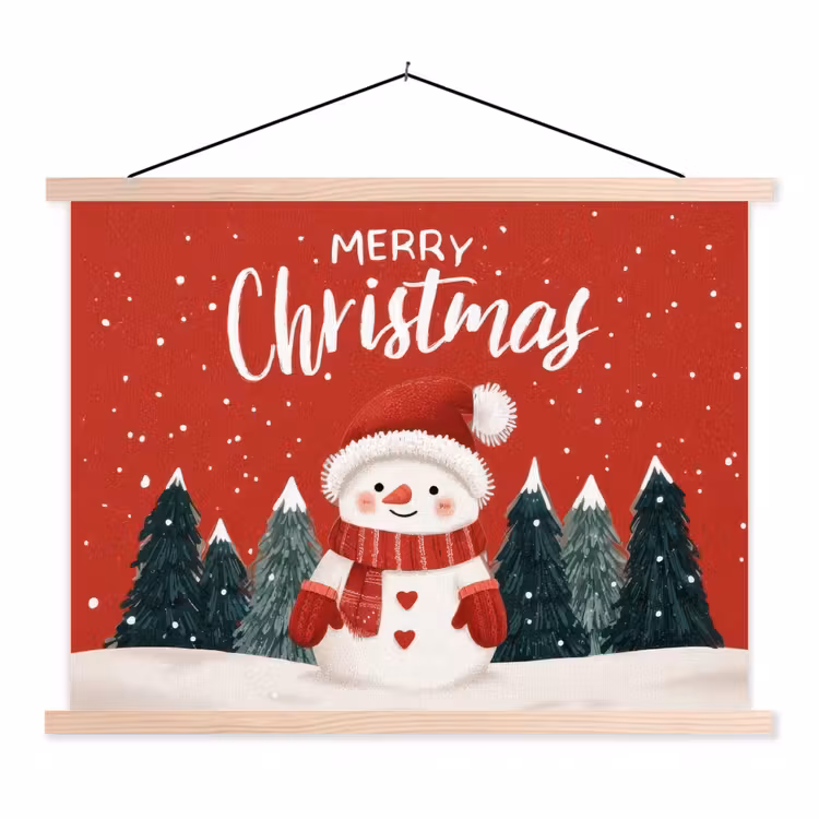 Schoolplaat - Kerstgroet - Sneeuw - Rood — 1