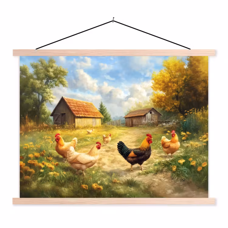 Schoolplaat - Kippen - Landelijke rust - Natuur — 1