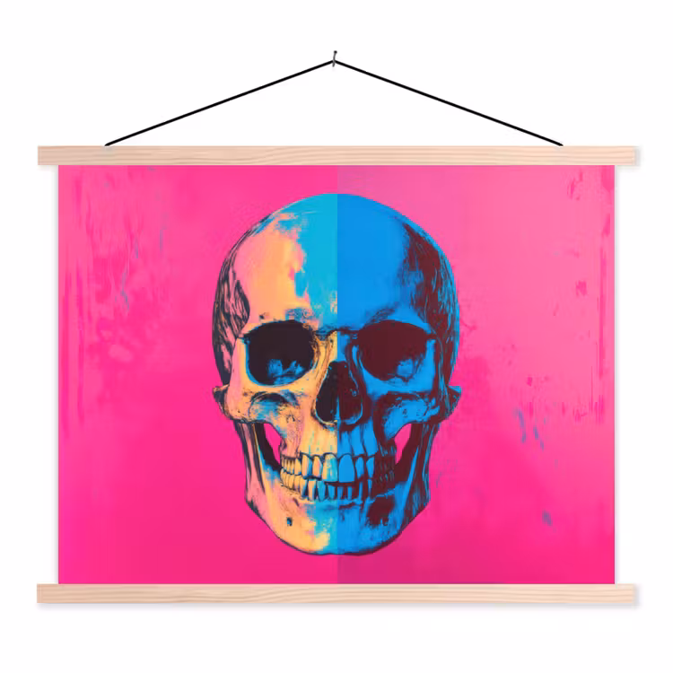 Schoolplaat - Neon - Blauw - Pop-art - Schedel — 1