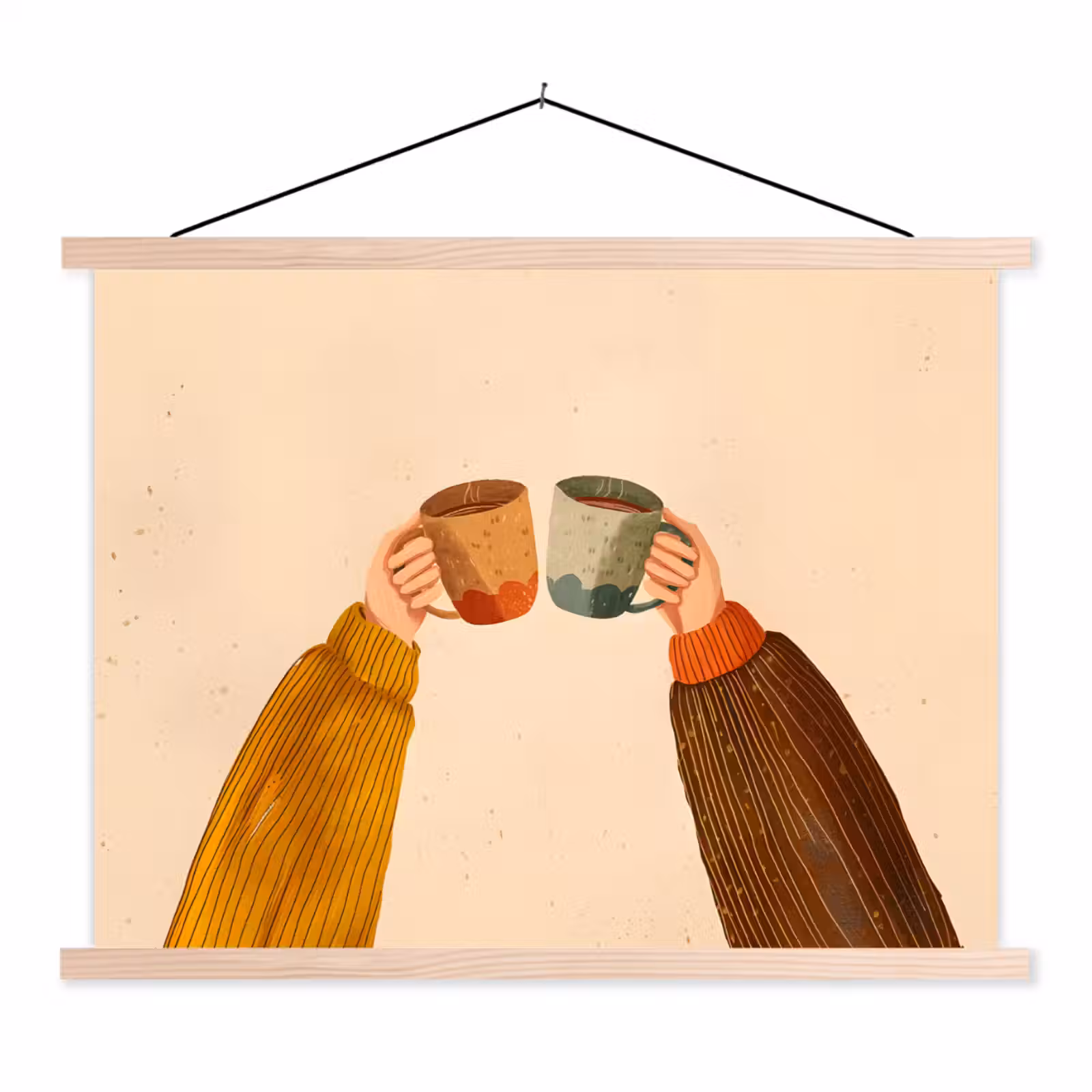 Schoolplaat - Illustratie - Mokken - Proosten - Bruin — 1