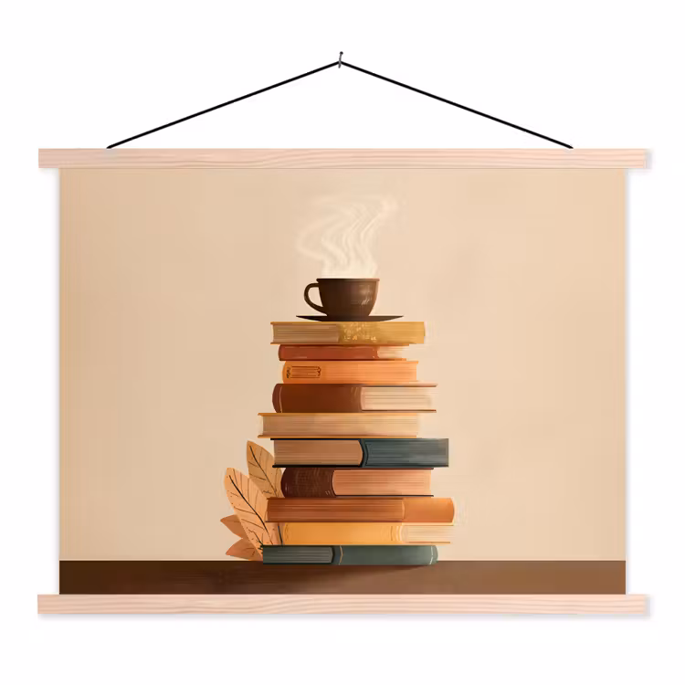 Schoolplaat - Boeken - Toren - Koffie - Beige — 1