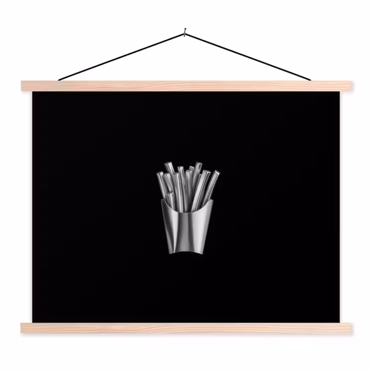 Schoolplaat - Frietjes - Futuristisch - Zilver — 1