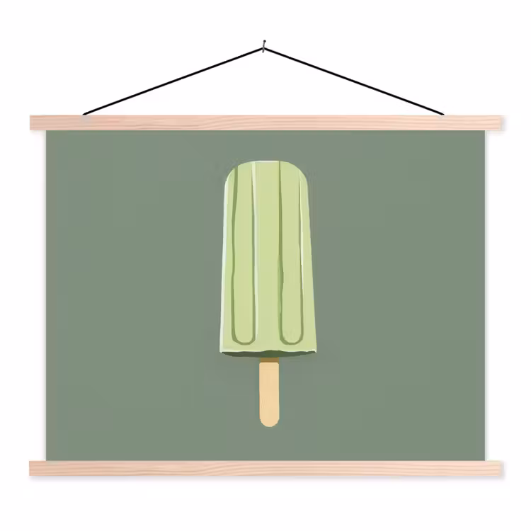 Schoolplaat - Groen - Waterijsje - Stokje - Illustratie — 1