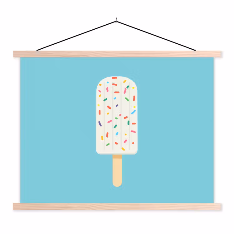 Schoolplaat - Ijsje - Stokje - Sprinkles - Lichtblauw — 1
