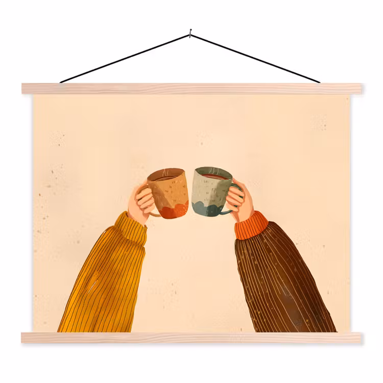Schoolplaat - Illustratie - Mokken - Proosten - Bruin — 1