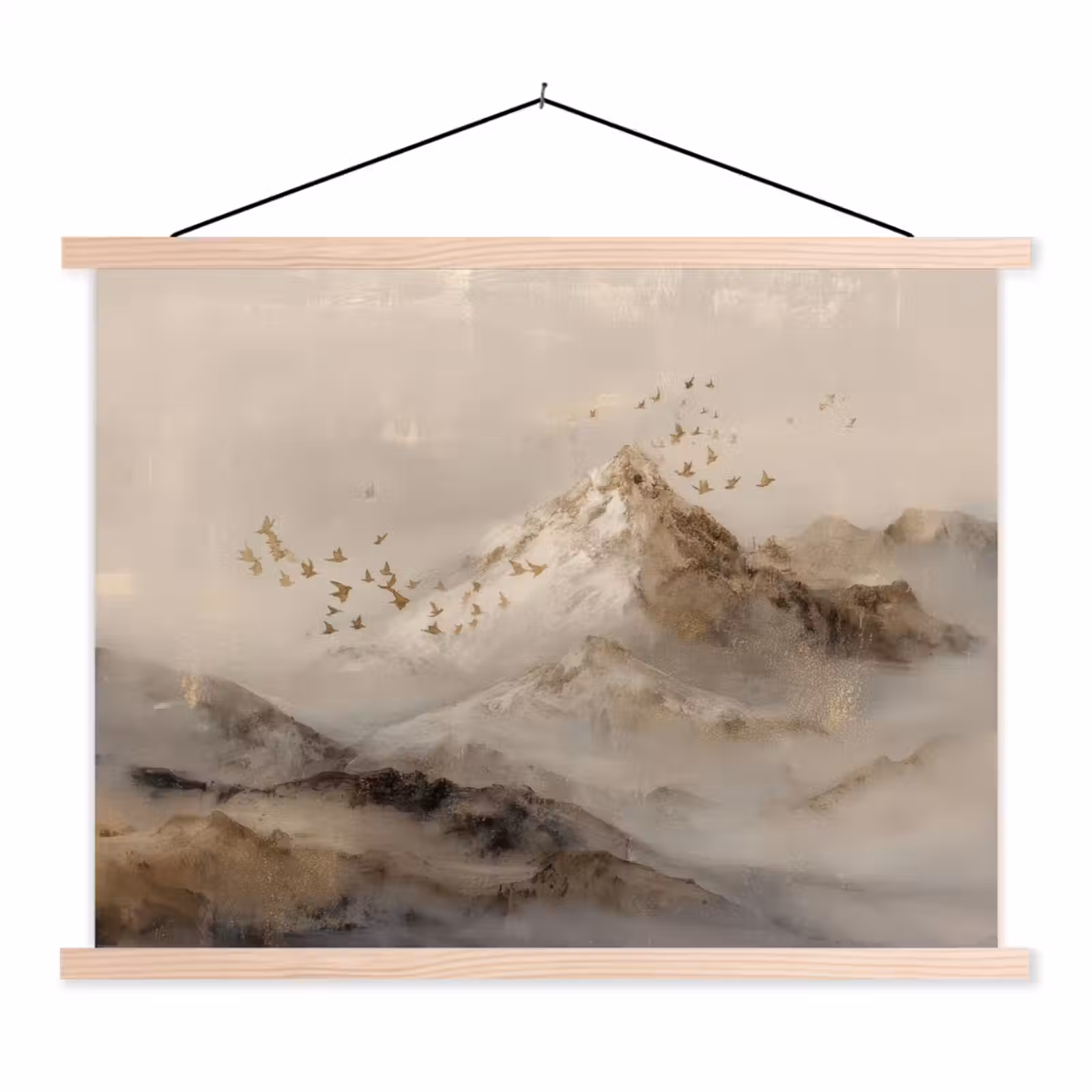 Schoolplaat - Berglandschap - Mist - Penseelstreken — 1