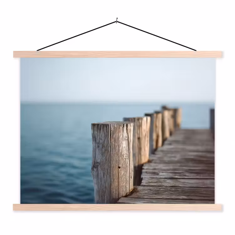 Schoolplaat - Houten steiger - Helderblauwe lucht — 1