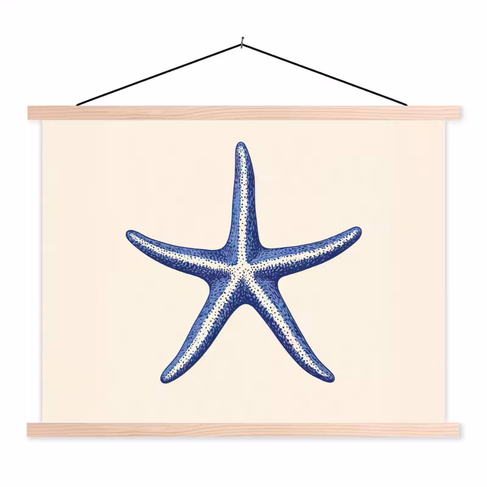 Schoolplaat - Blauwe zeester - Minimalistisch - Beige — 1