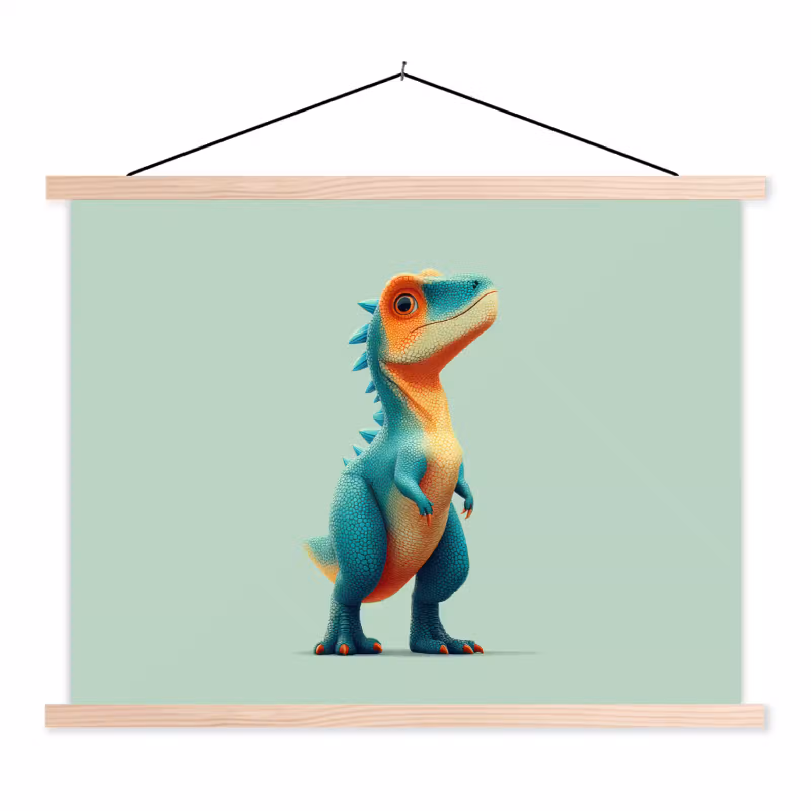 Schoolplaat - Cartoon - Dino - Oranje - Stekels — 1