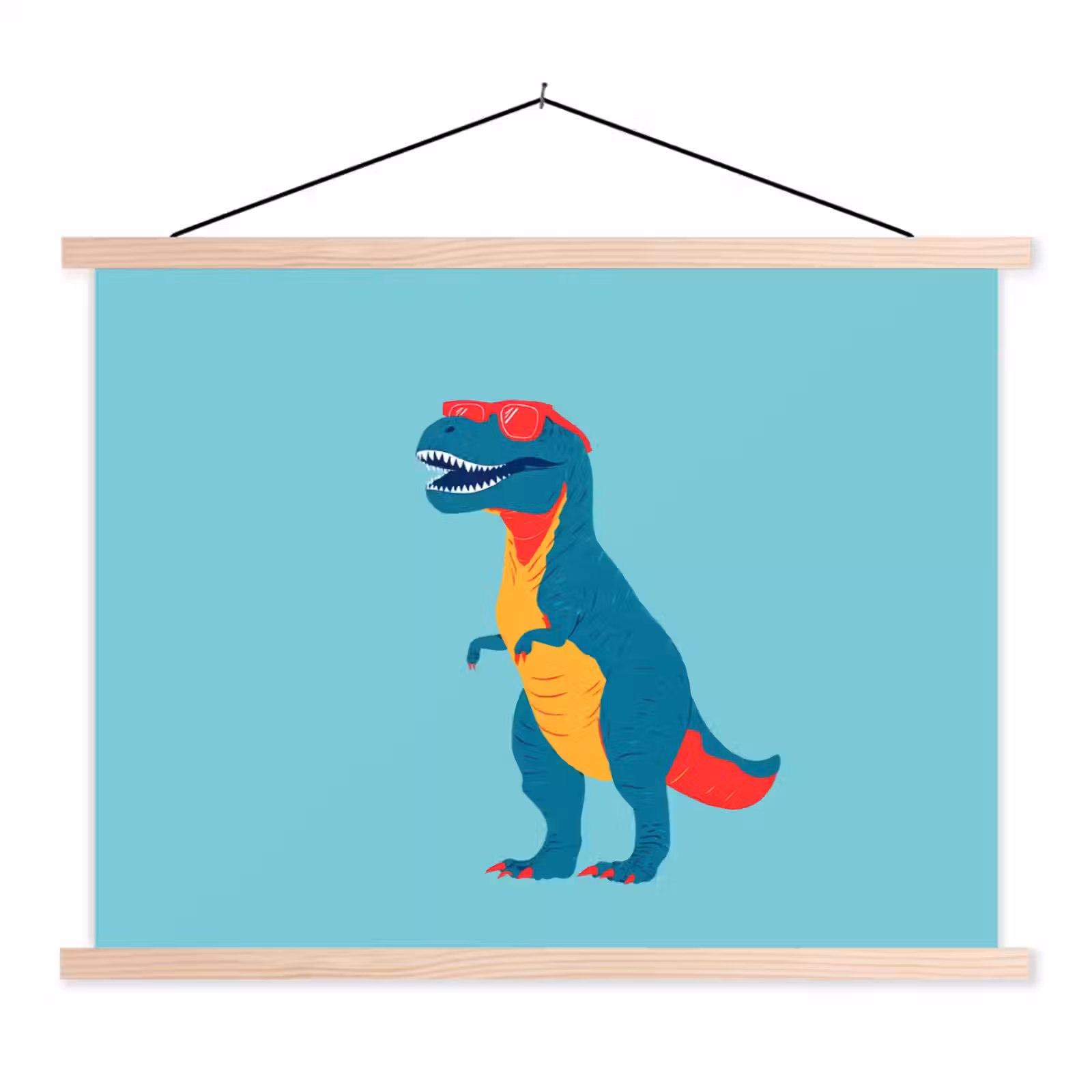 Schoolplaat - Dinosaurus - Blauw - Zonnebril — 1