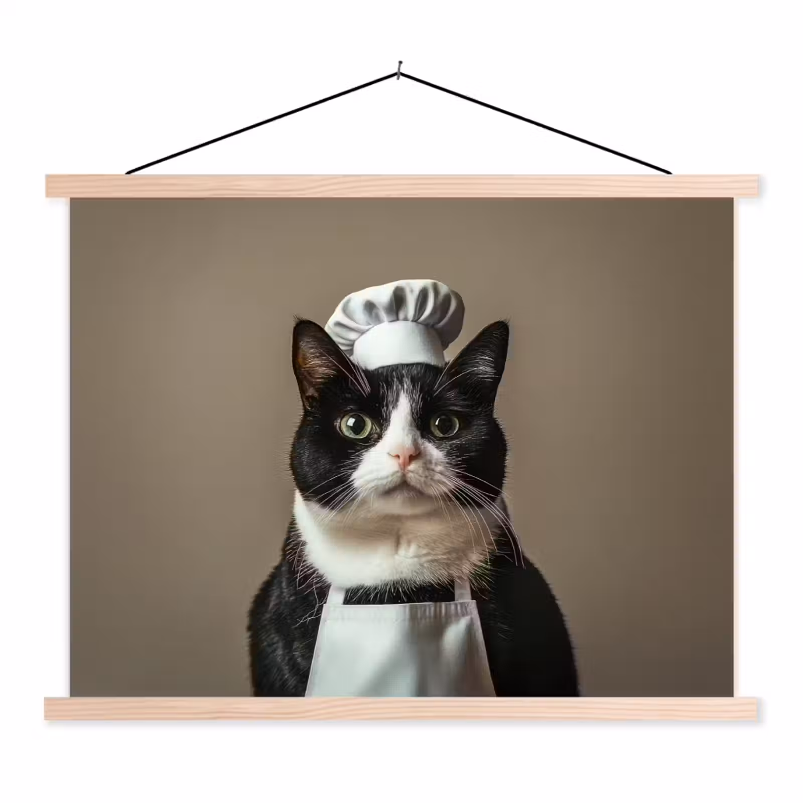 Schoolplaat - Kat - Kokskleding - Zwart - Wit — 1