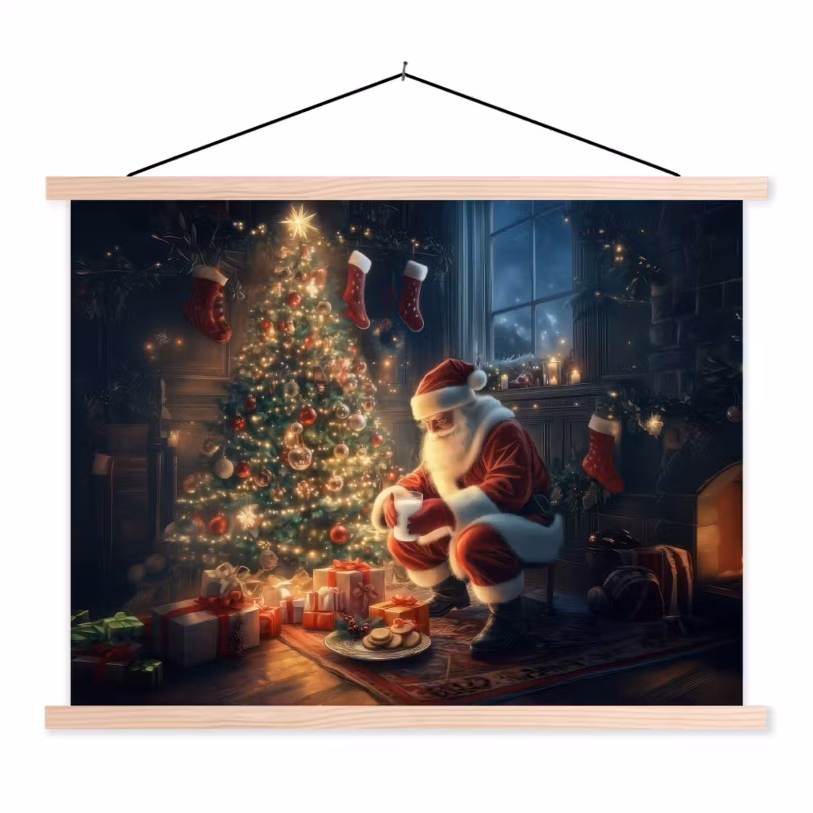 Schoolplaat - Kerstman - Haard - Donker — 1