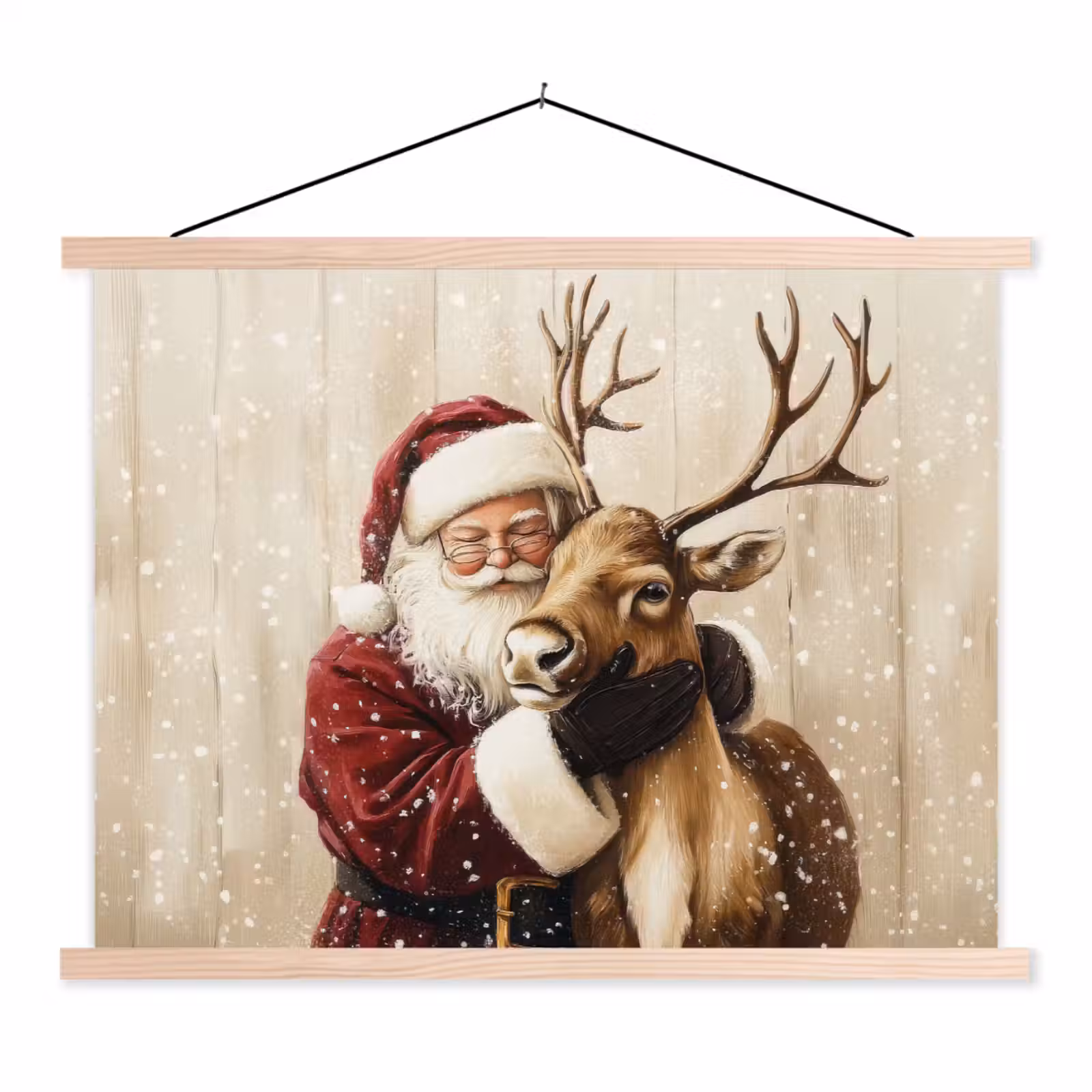 Schoolplaat - Kerstman - Rendier - Sneeuw - Kleurrijk — 1