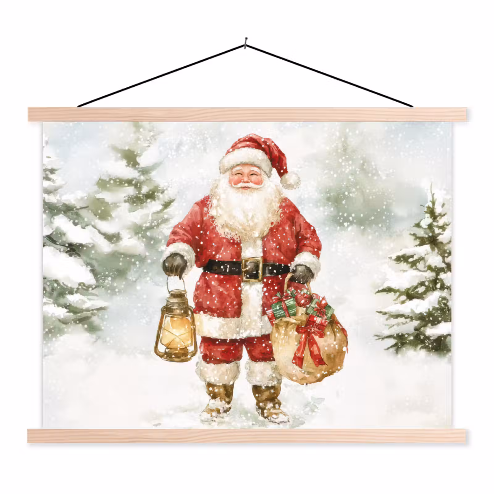 Schoolplaat - Kerstman- Winter - Sneeuw - Wit - Rood — 1