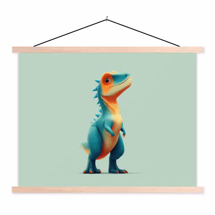 Schoolplaat - Cartoon - Dino - Oranje - Stekels — 1