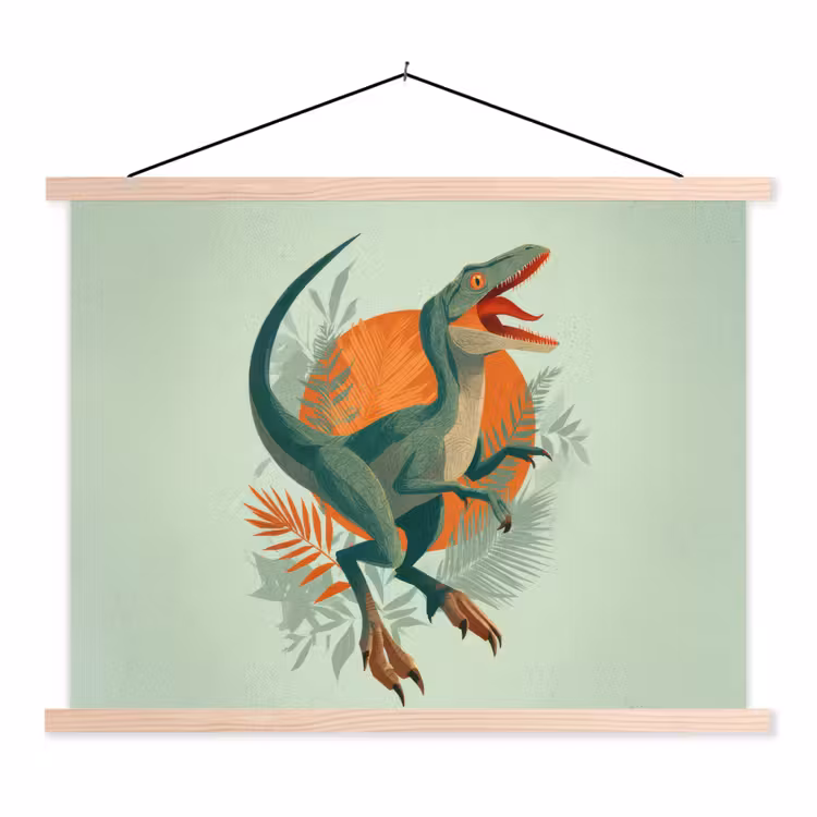 Schoolplaat - Dino - Bladeren - Grafisch - Groen — 1
