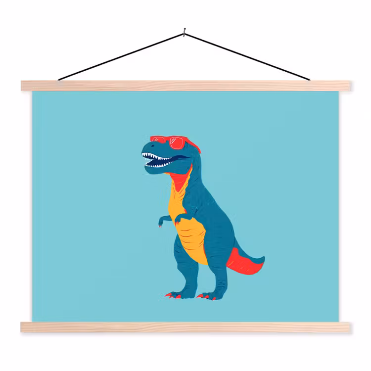 Schoolplaat - Dinosaurus - Blauw - Zonnebril — 1