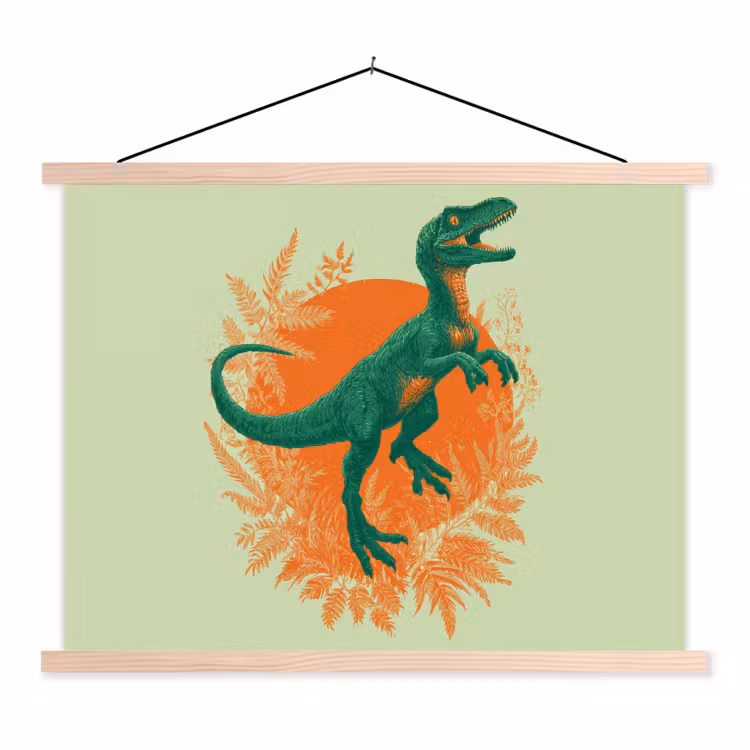 Schoolplaat - Dinosaurus - Groen - Planten - Cirkel — 1