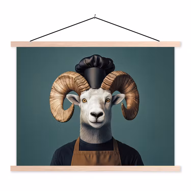 Schoolplaat - Geit - Hoorns - Kokskleding — 1