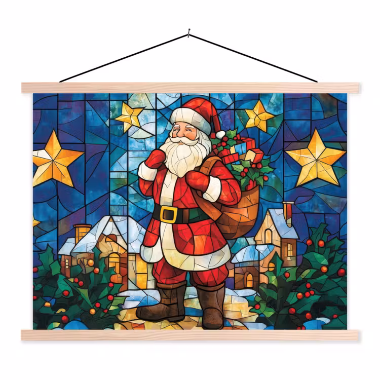 Schoolplaat - Kerstman - Glas - Kleurrijk — 1