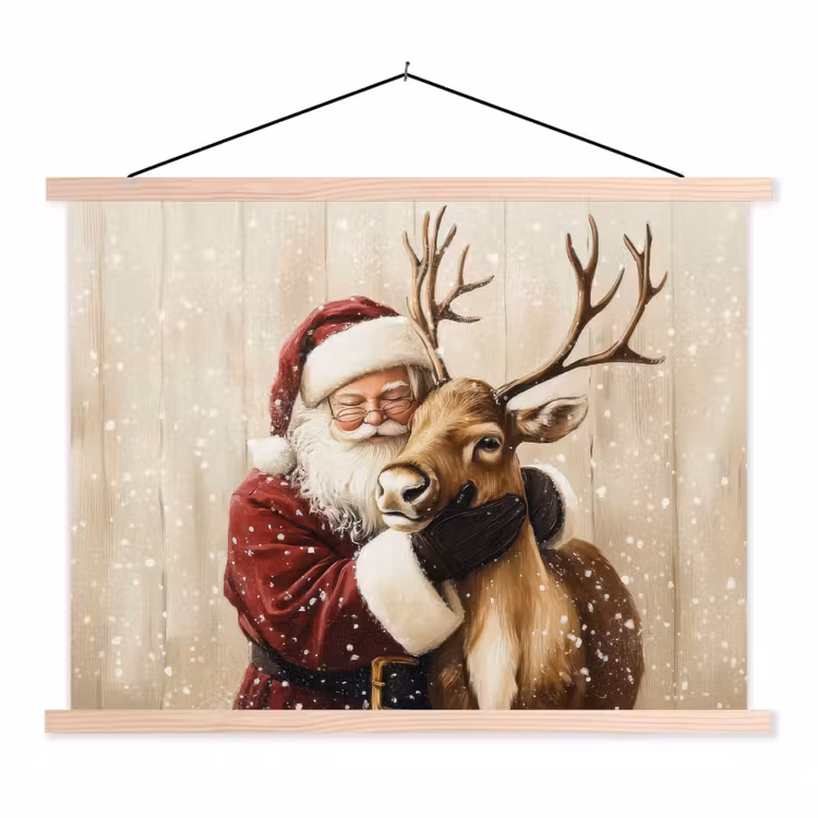 Schoolplaat - Kerstman - Rendier - Sneeuw - Kleurrijk — 1