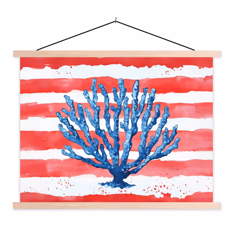 Schoolplaat - Koraal - Verfstructuur - Rood - Blauw — 1