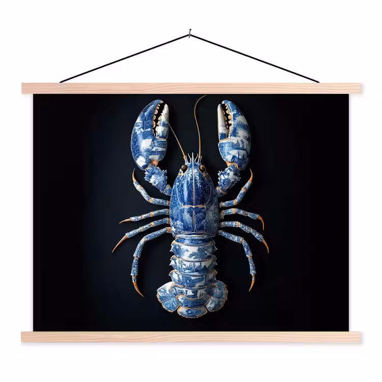 Schoolplaat - Kreeft - Delftsblauw - Schild - Stoer — 1