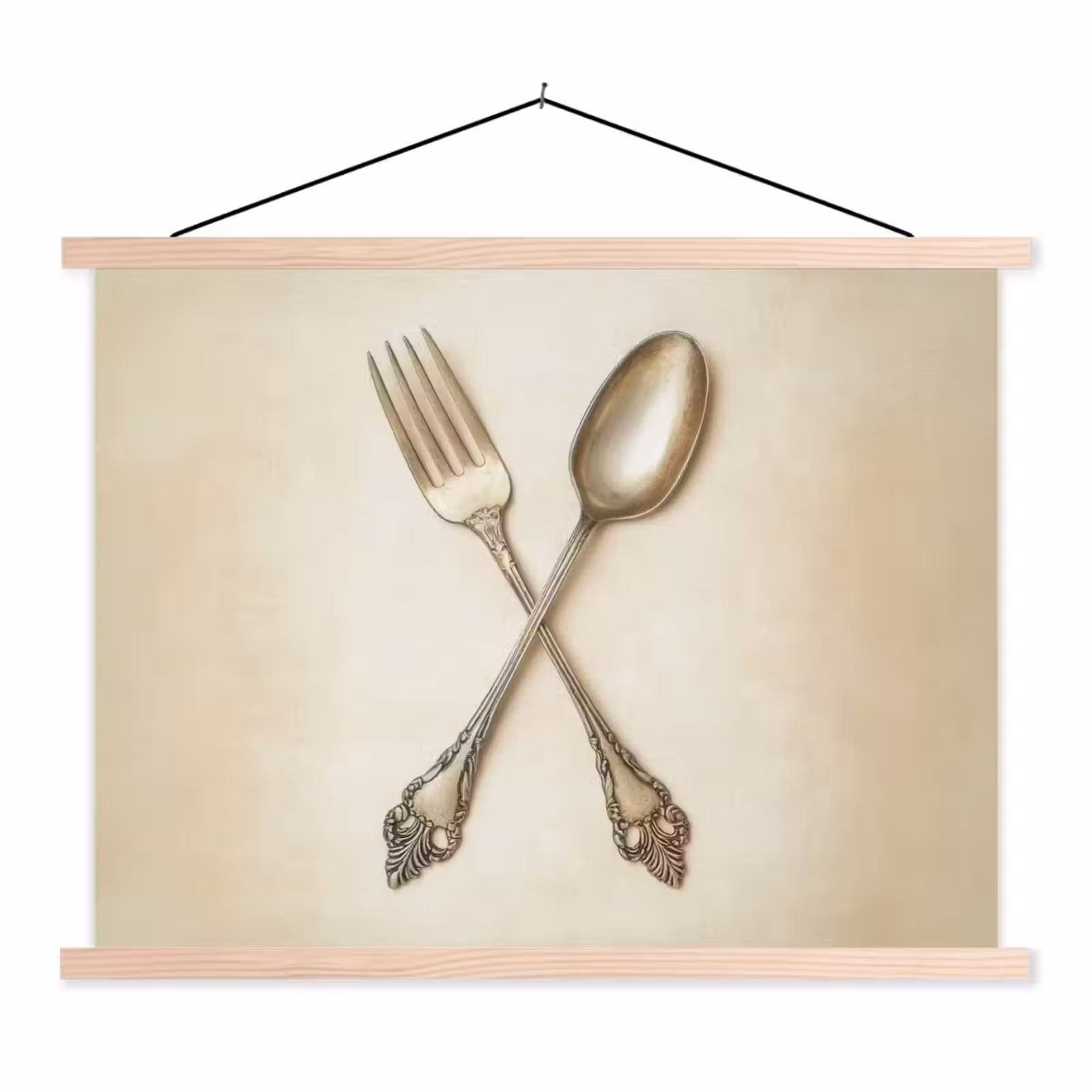 Schoolplaat - Beige - Vintage - Bestek — 1