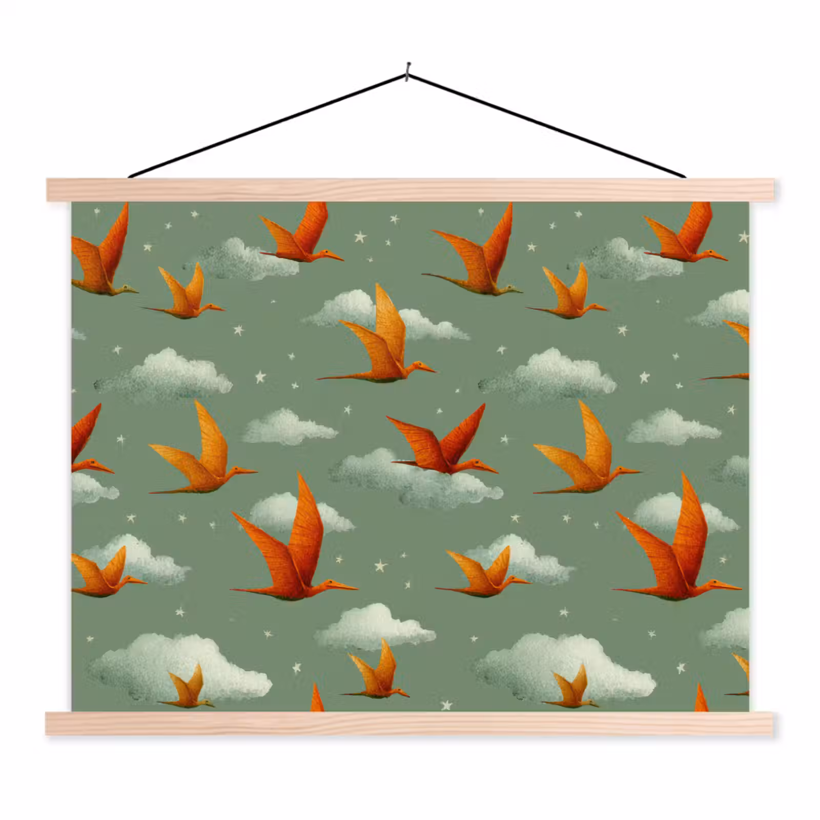 Schoolplaat - Dinosaurussen - Wolken - Sterren - Oranje — 1