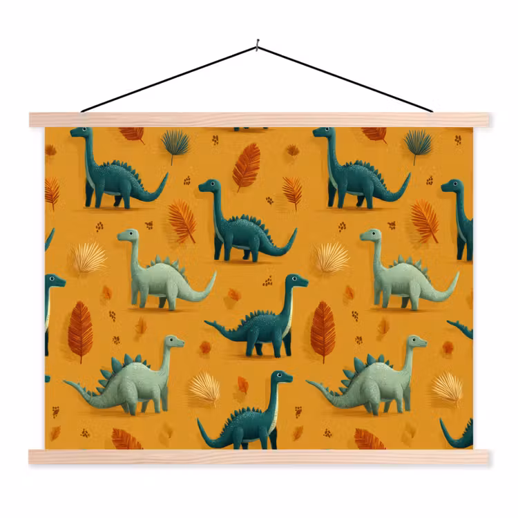 Schoolplaat - Dinosaurussen - Stekels - Herfstbladeren - Bruin — 1