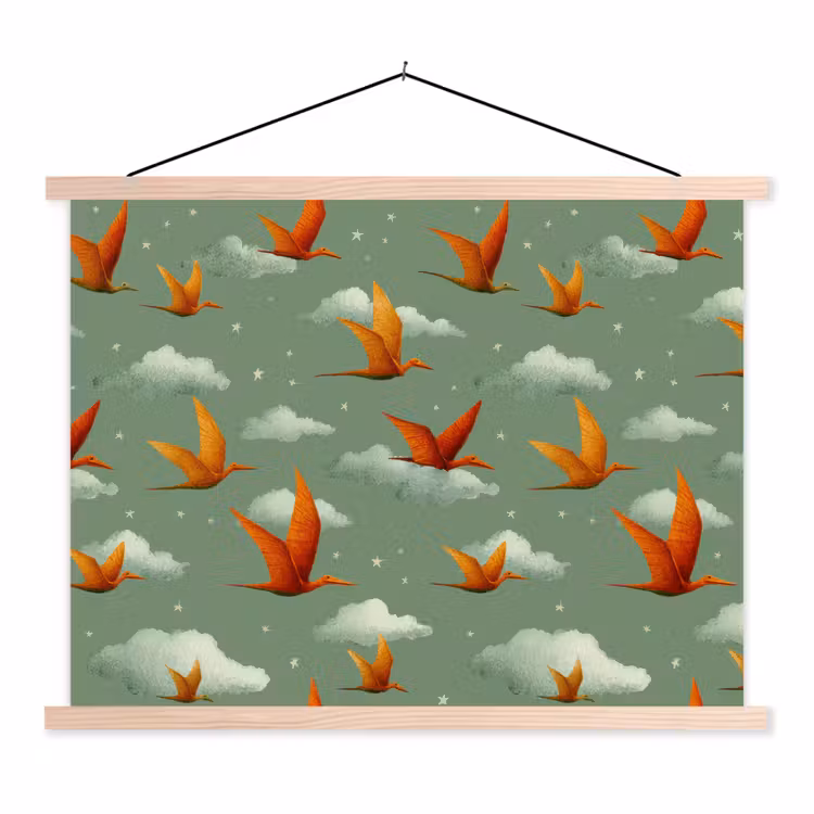 Schoolplaat - Dinosaurussen - Wolken - Sterren - Oranje — 1