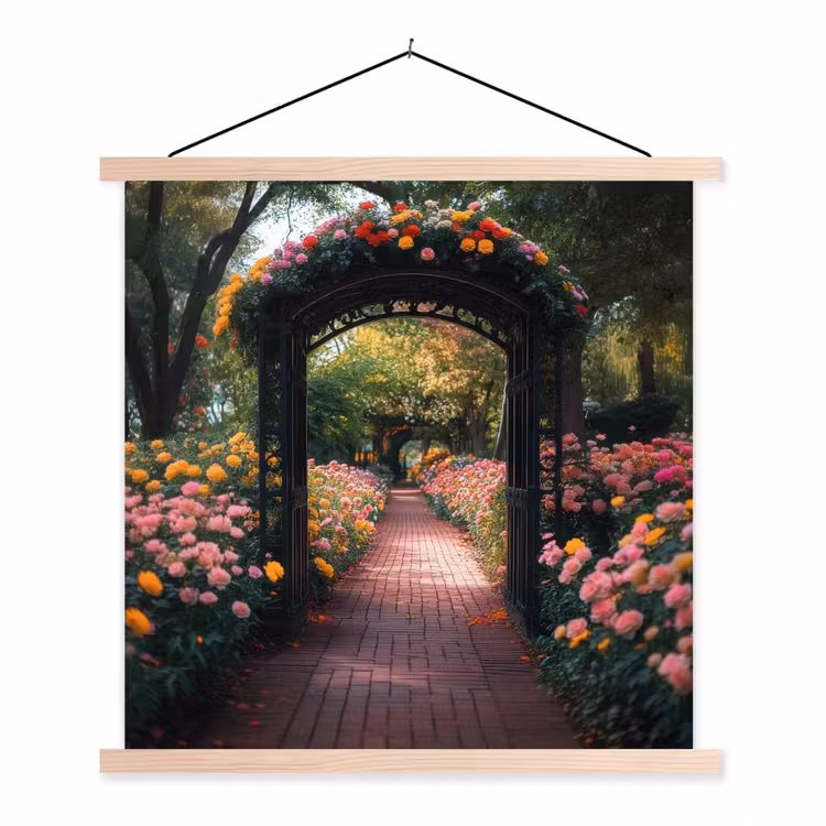 Schoolplaat - Doorkijk - Bloemen - Pad - Natuur - Kleurrijk — 1