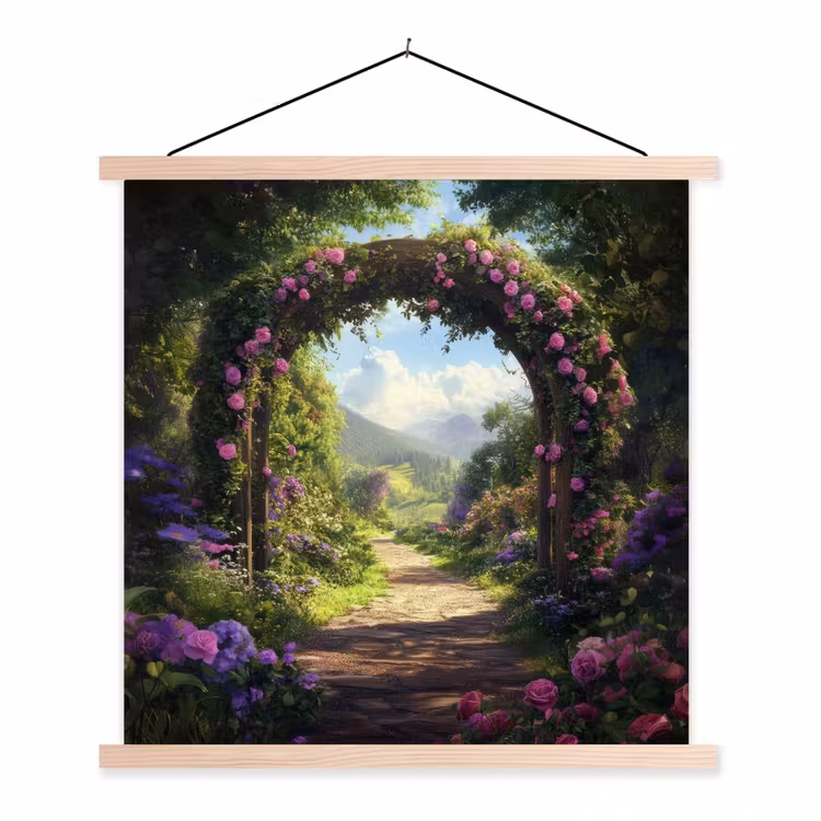 Schoolplaat - Doorkijk - Rozenboog - Uitzicht - Landschap - Bloemen — 1