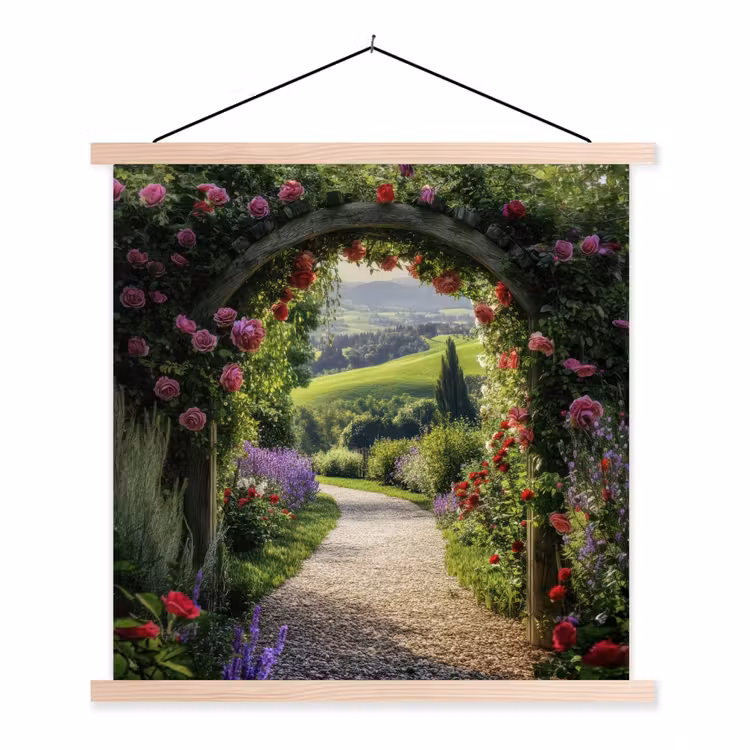 Schoolplaat - Doorkijk - Tuinboog - Bloemen - Natuur - Pad — 1