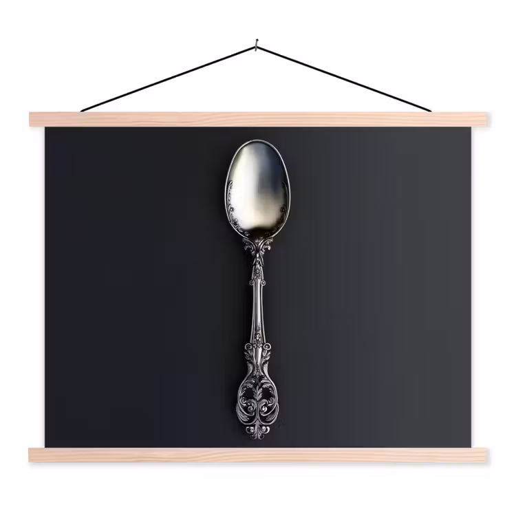 Schoolplaat - Lepel - Zilver - Metaal — 1