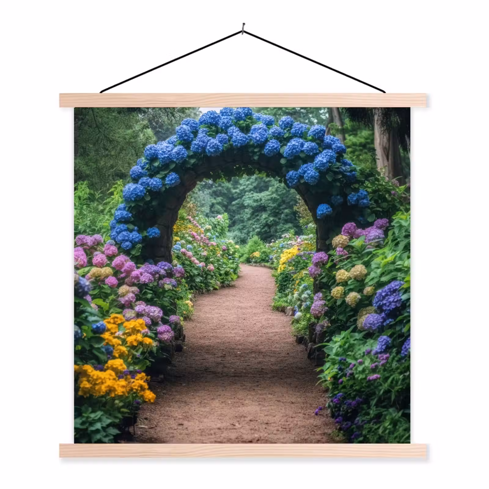 Schoolplaat - Doorkijk - Bloemen - Hortensia - Pad — 1
