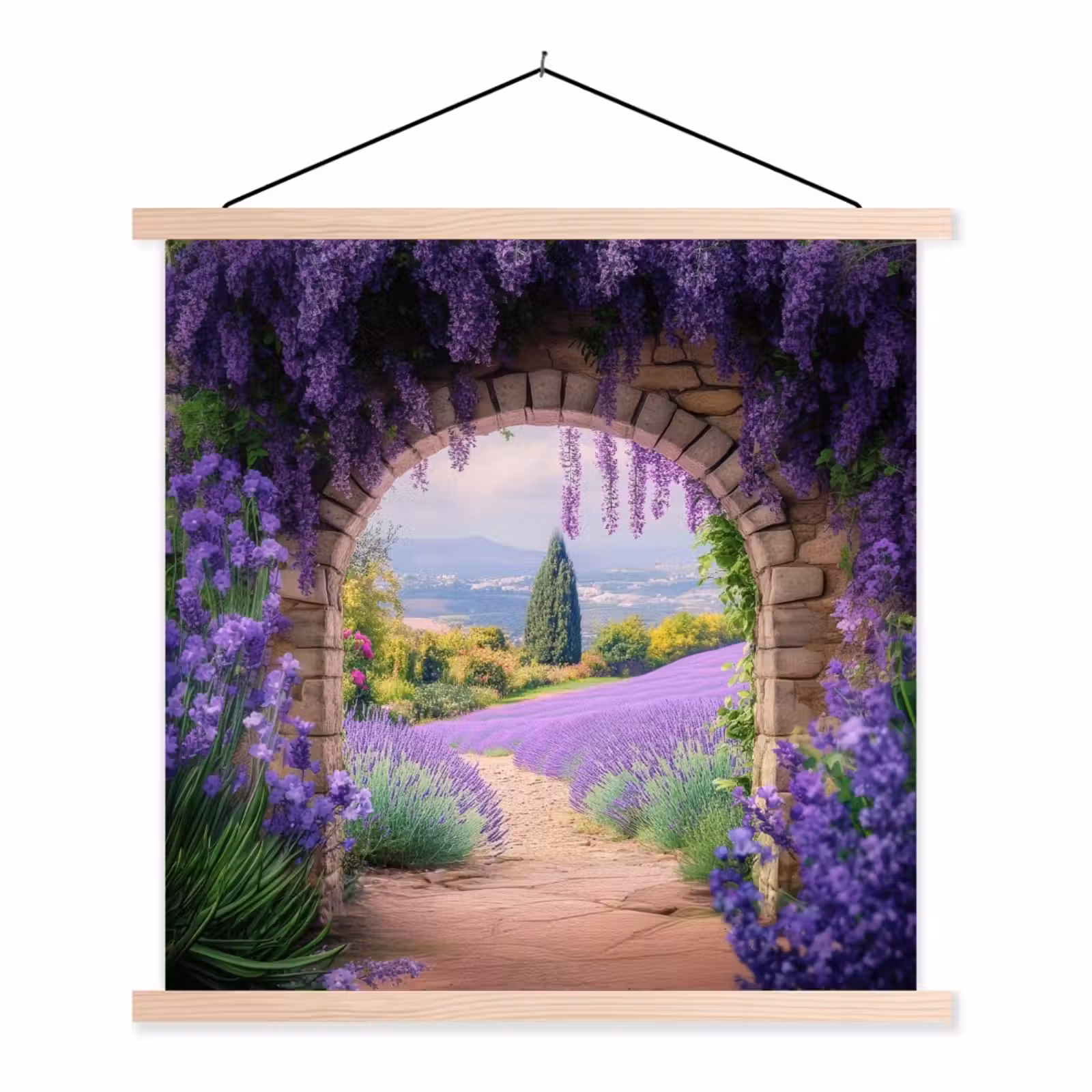 Schoolplaat - Doorkijk - Lavendel - Bloemen - Paars - Poort — 1