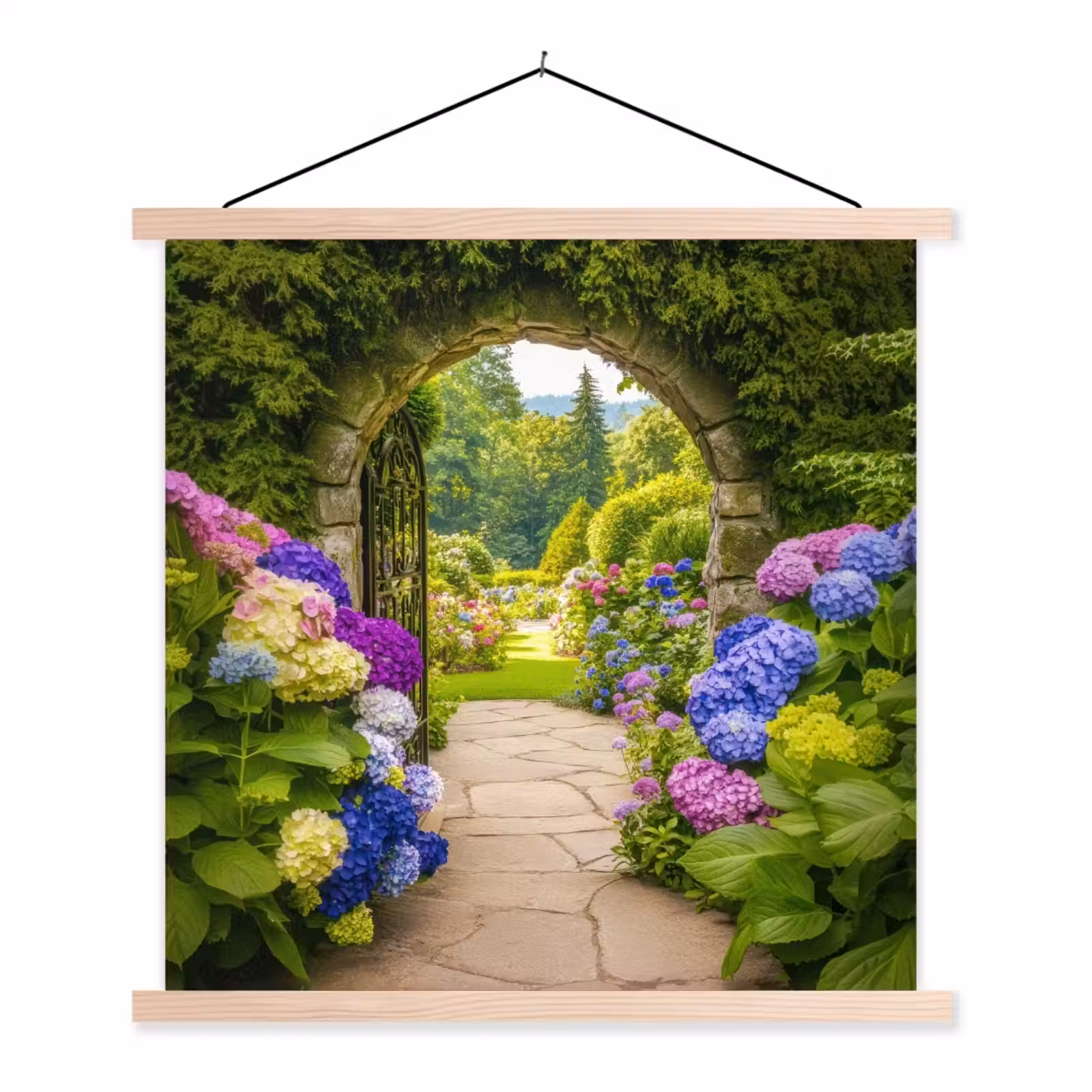 Schoolplaat - Doorkijk - Poort - Hortensia - Bloementuin — 1