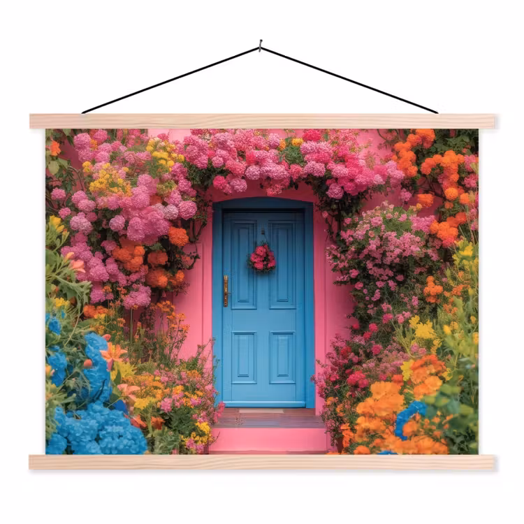 Schoolplaat - Bloemen - Deur - Roze — 1