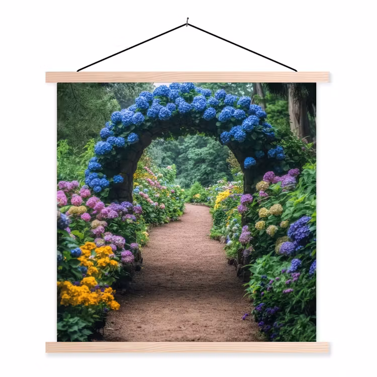Schoolplaat - Doorkijk - Bloemen - Hortensia - Pad — 1
