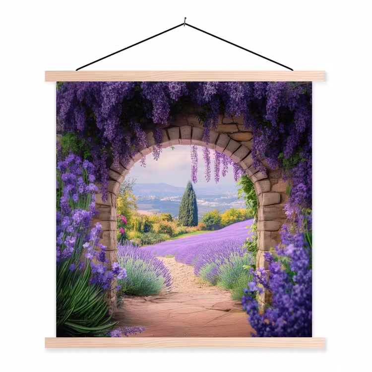 Schoolplaat - Doorkijk - Lavendel - Bloemen - Paars - Poort — 1