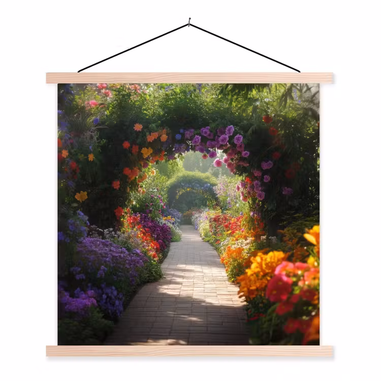 Schoolplaat - Doorkijk - Pad - Bloemen - Struik - Kleurrijk — 1