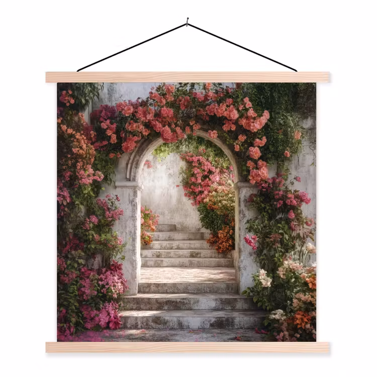 Schoolplaat - Doorkijk - Rozen - Vintage - Poort — 1