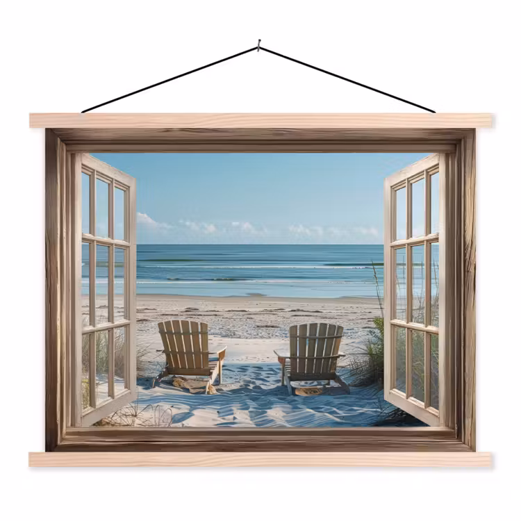 Schoolplaat - Doorkijk - Strandstoelen - Duinen - Zee - Natuur — 1