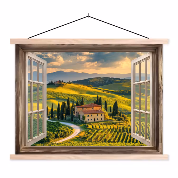 Schoolplaat - Doorkijk - Toscane - Uitzicht - Landschap - Zomer — 1