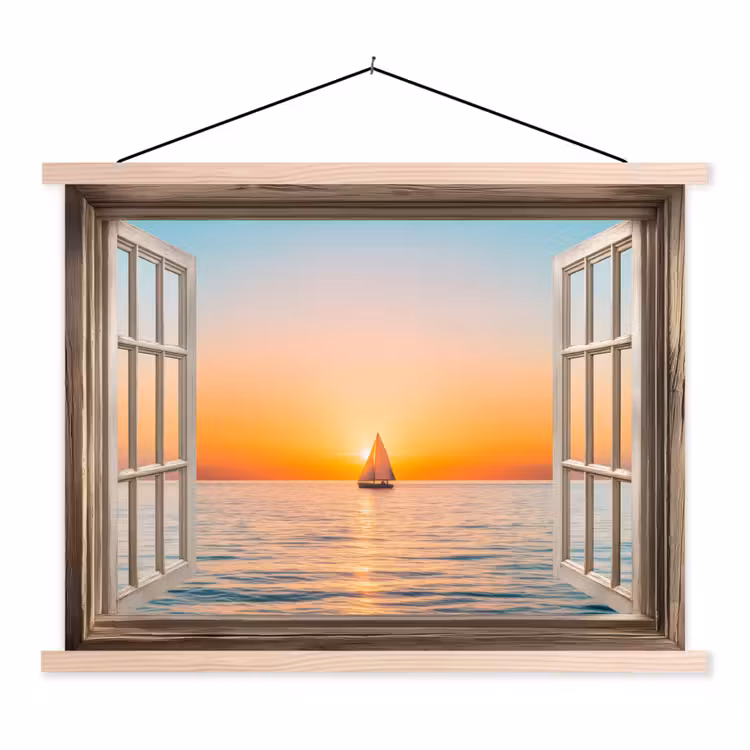 Schoolplaat - Doorkijk - Zee - Boot - Zonsondergang — 1