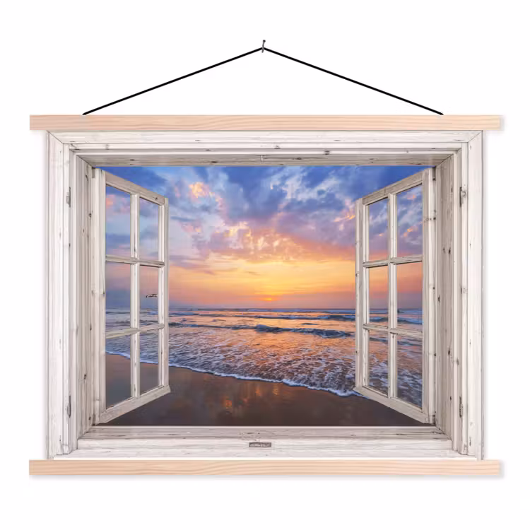 Schoolplaat - Doorkijk - Zee - Strand - Zonsondergang - Blauw — 1